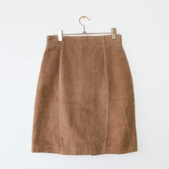 Vintage Tan Suede Pencil Skirt Copper Key 5