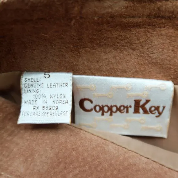 Vintage Tan Suede Pencil Skirt Copper Key 5