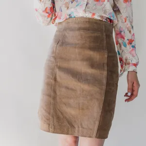 Vintage Tan Suede Pencil Skirt Copper Key 5