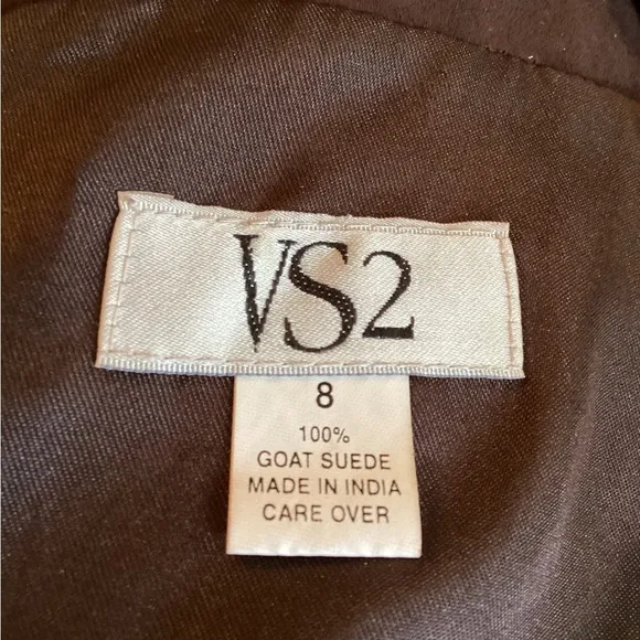 VS2 Gorgeous Chocolate Brown Genuine Goat Suede Skirt with Ruffle Hem Size 8