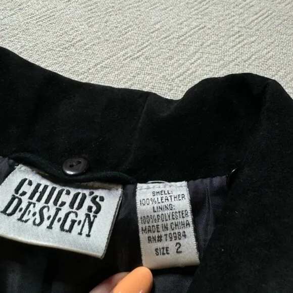 VTG Y2K Suede Leather Black Trucker Jacket 2 L