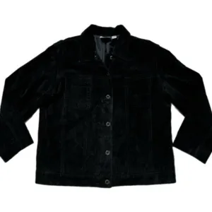 VTG Y2K Suede Leather Black Trucker Jacket 2 L