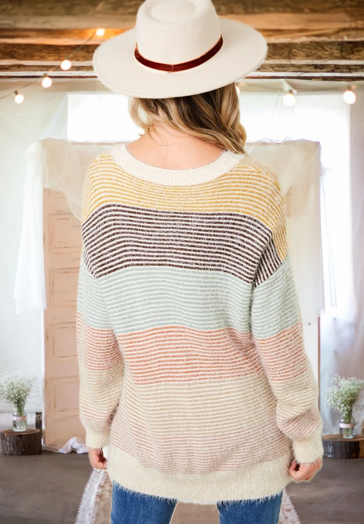 Walking the Line Sweater in Multi - Curvy