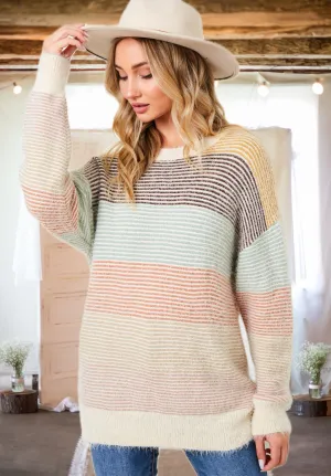 Walking the Line Sweater in Multi - Curvy