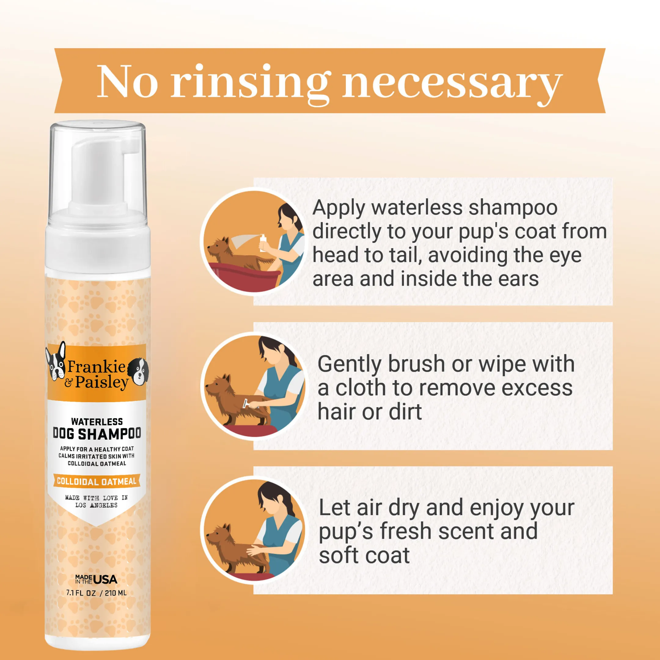 Waterless Foaming Dog Shampoo with Colloidal Oatmeal - 7.1oz