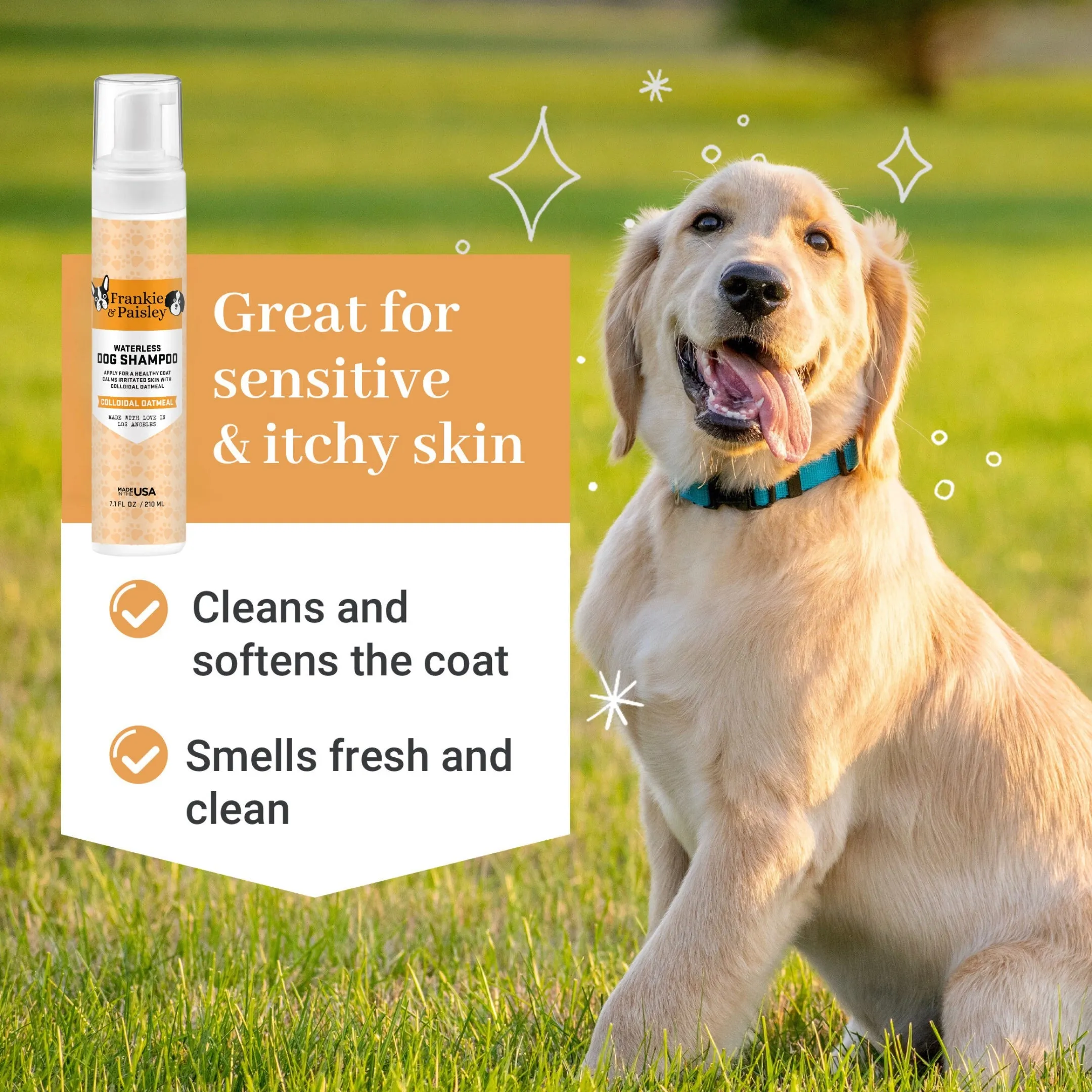 Waterless Foaming Dog Shampoo with Colloidal Oatmeal - 7.1oz