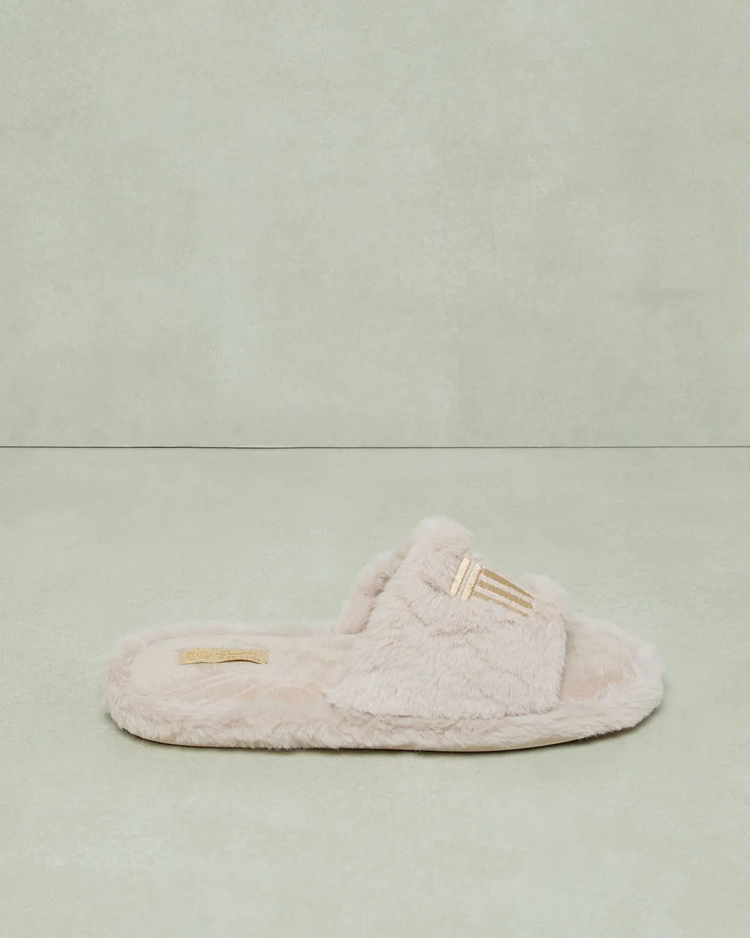 Women Beige Embroidered Slipper