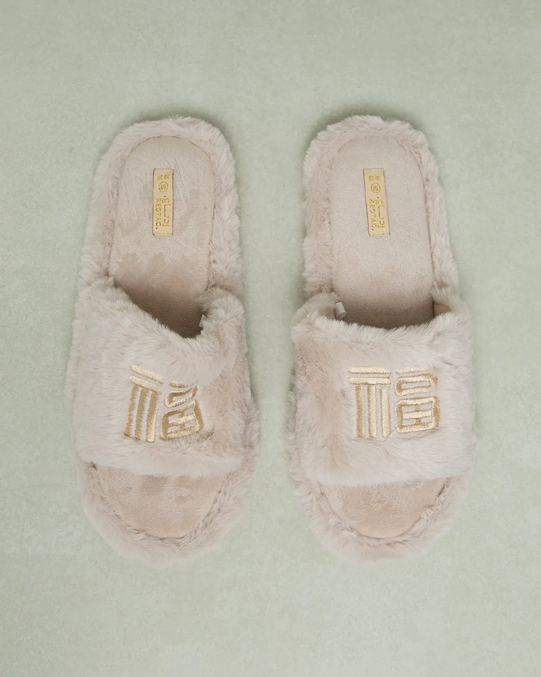 Women Beige Embroidered Slipper
