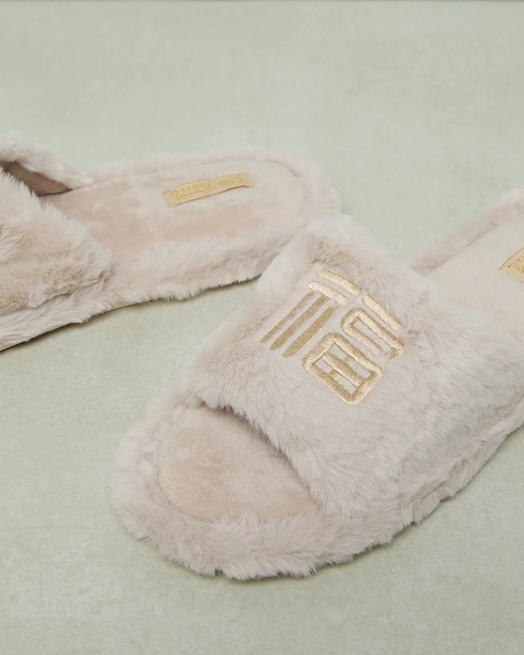 Women Beige Embroidered Slipper