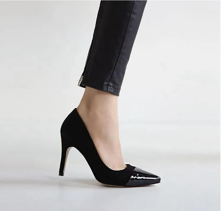 Women's Small Size Two Tone Pointed Dress Heel Pumps SS50