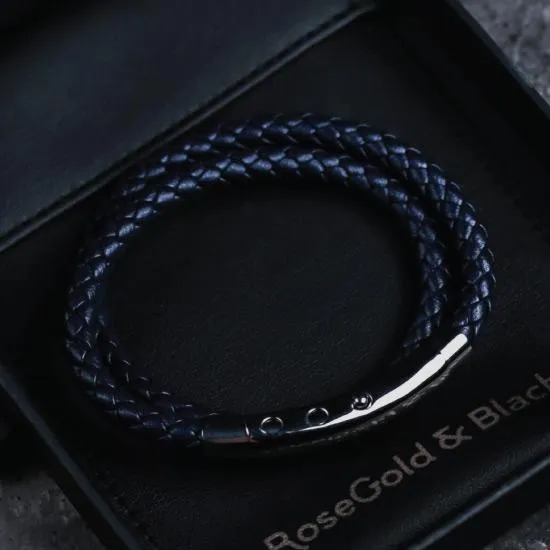 Woven Adjustable Double - RoseGold & Navy