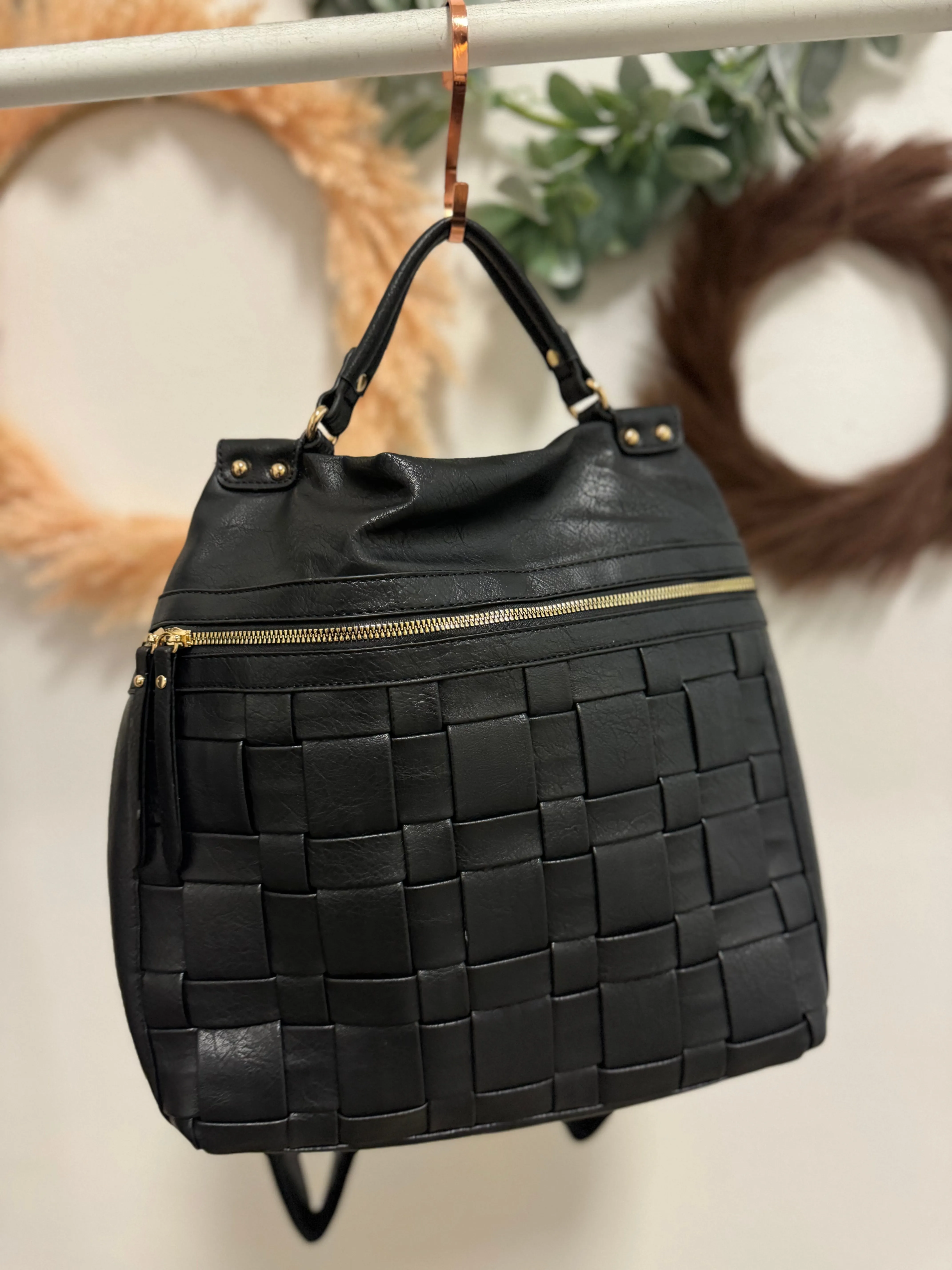Woven Backpack Purse