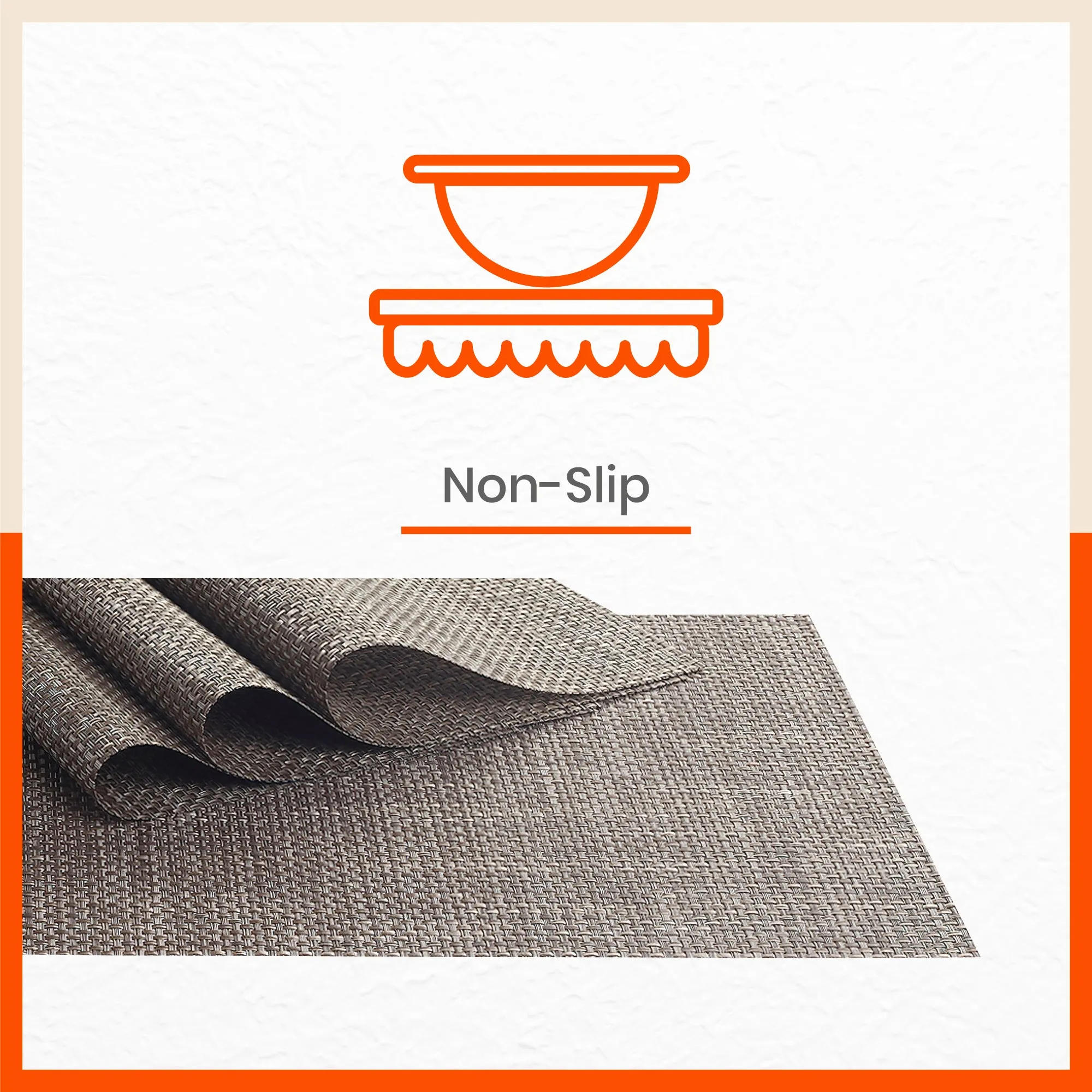 Woven PVC Table Mats / Placemats for Dining Table at Home (Cade - Set of 6)