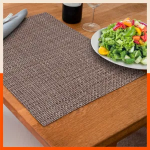 Woven PVC Table Mats / Placemats for Dining Table at Home (Cade - Set of 6)