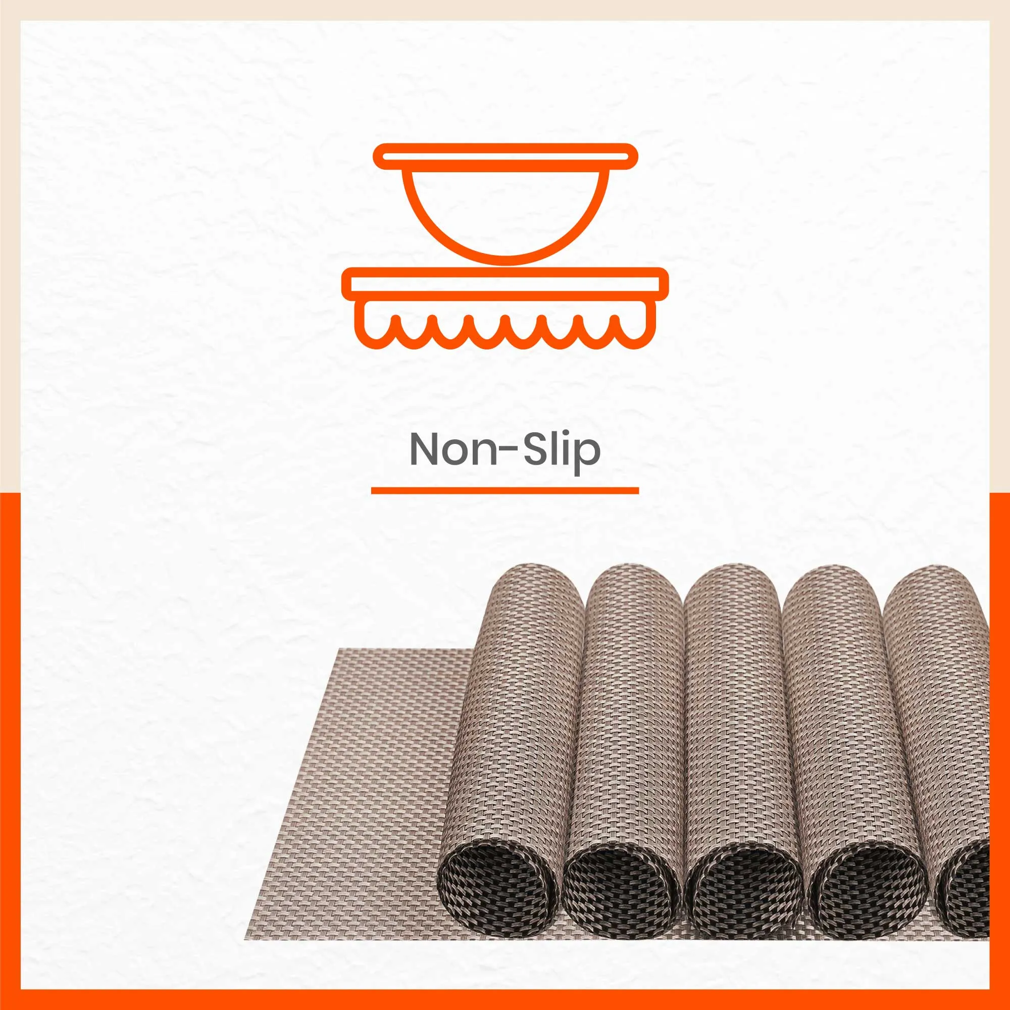 Woven PVC Table mats / Placemats for Dining Table at Home (Coby - Set of 6)