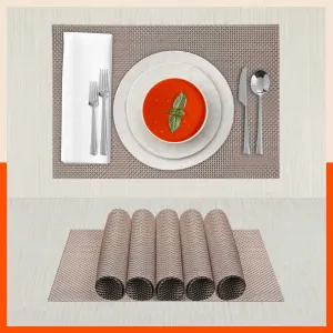Woven PVC Table mats / Placemats for Dining Table at Home (Coby - Set of 6)