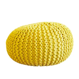 Woven Yellow Pouf