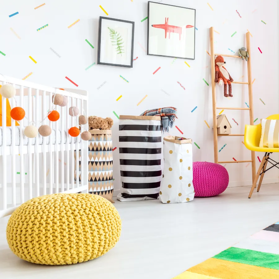 Woven Yellow Pouf
