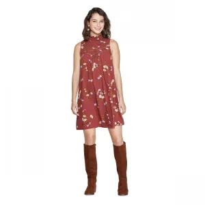 Xhilaration Women's Floral Print Sleeveless High Neck Shift Mini Dress