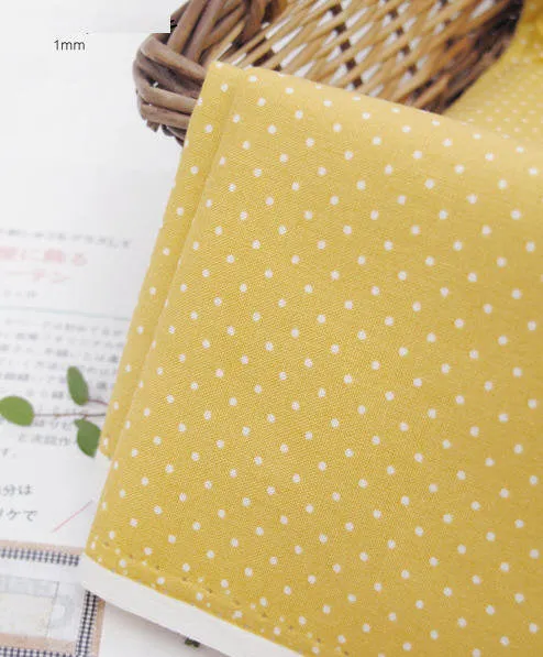 Yellow Cotton Fabric, Flowers, Polka Dots, Plaid or Solid - By the Yard 100403