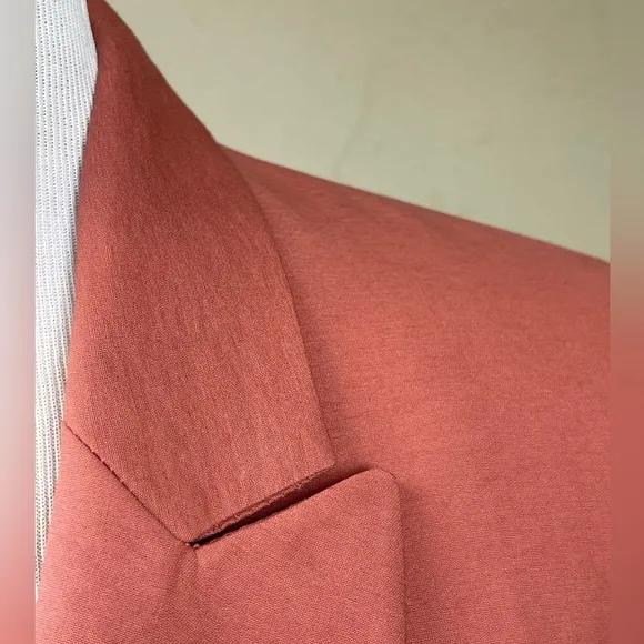 Zara Blazer with Curved Hem in Orange Pink/ Salmon , M
