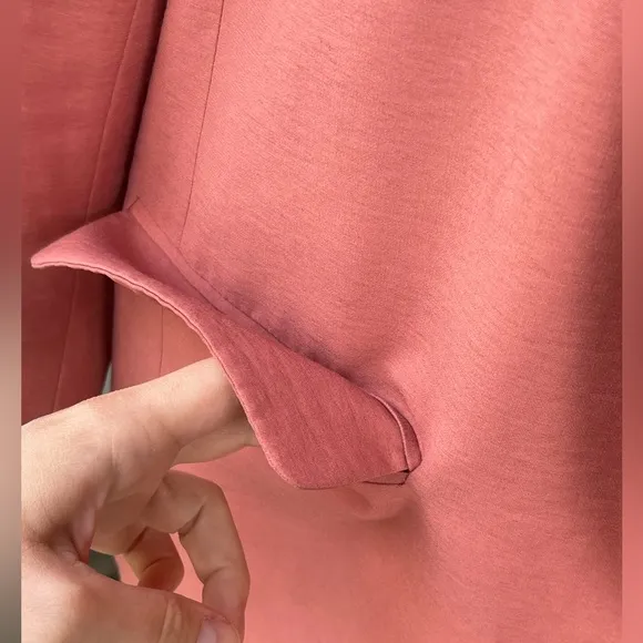 Zara Blazer with Curved Hem in Orange Pink/ Salmon , M
